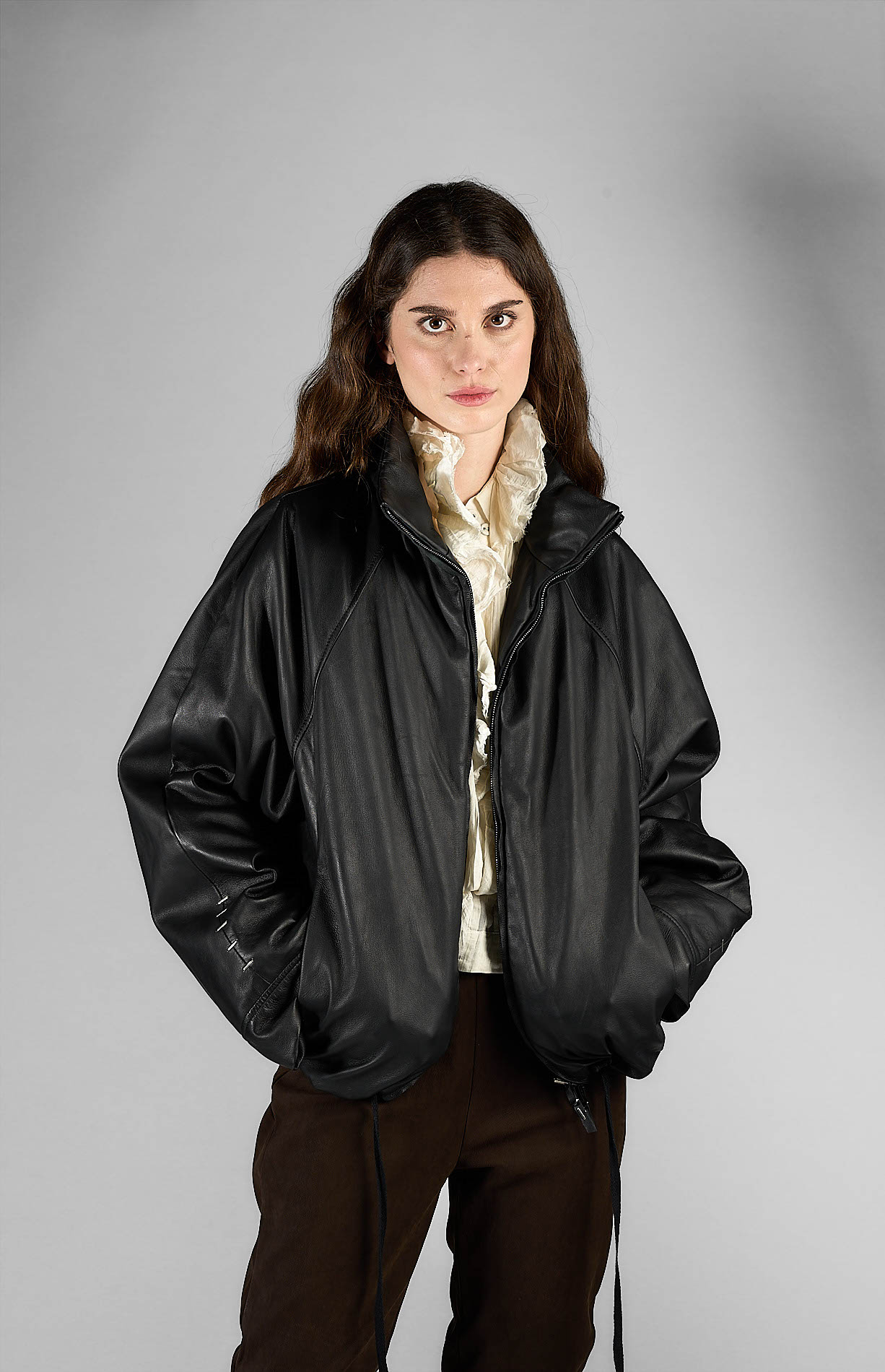 DANIELE BASTA LEATHER AND SILVER JACKET